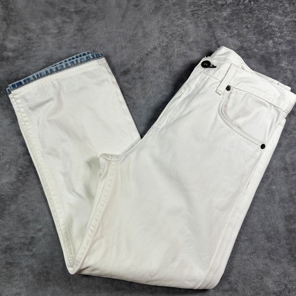 Rag & Bone JEAN White Straight Leg Denim Jeans Contrast Hem Sz 26
